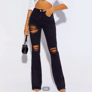 Ripped Raw Hem Black Jeans Size 8/10